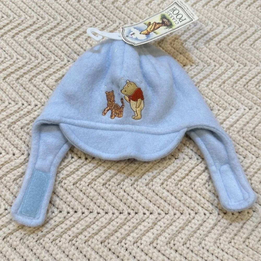 Disney Winnie the Pooh Blue‎ Embroidered  Trapper Hat Infant Classic Pooh NWT